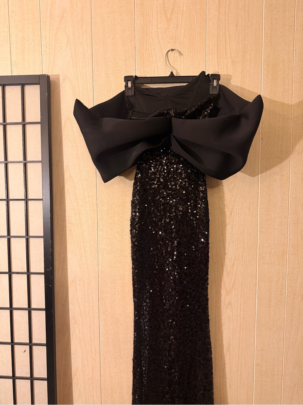 ASOS Black Sequin Strapless Gown with Oversized Bow - Picture 7 of 9